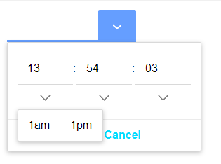 Hours can be specified as 12 hour format using the "am" and "pm" prefix.